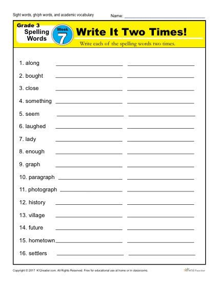 Download and print this free 3rd grade spelling words program by K12reader.com This is week #7 of the 36 week curriculum. Click here! 3rd Grade Spelling Words List, Third Grade Spelling Words, 4th Grade Spelling Words, Third Grade Spelling, 3rd Grade Spelling Words, 4th Grade Spelling, Worksheets 3rd Grade, 3rd Grade Spelling, Third Grade Worksheets