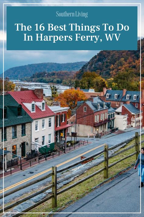 Harpers Ferry, West Virginia encompasses two separate but impossibly intertwined places: the quaint 300-person municipal town and the National Historical Park that welcomes close to 400,000 visitors each year. Both are steeped in history with stories to be told at every turn. Filled with history, natural beauty, and plenty of Appalachian charm, Harpers Ferry is a Mountain State gem. Here's how to spend a weekend in this multifaceted West Virginia town. #southern #travel #westvirginia #harpersferry #harpersferrywv Harpers Ferry West Virginia, Southern Road Trips, West Virginia Travel, Shenandoah River, Southern Travel, Living History Museum, Virginia Travel, Harpers Ferry, Road Trip Destinations