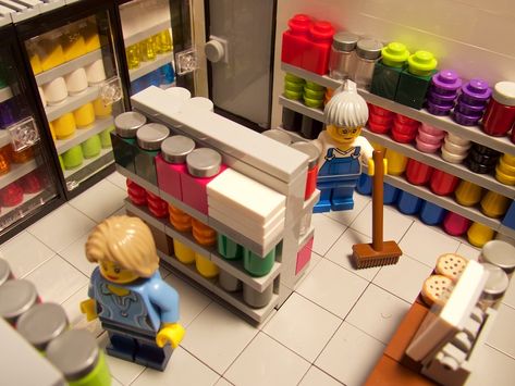 Lego Supermarket, Big Lego Sets, Lego Kitchen, Lego Village, Lego Furniture, Big Lego, Micro Lego, Lego Boards, Brick Loft