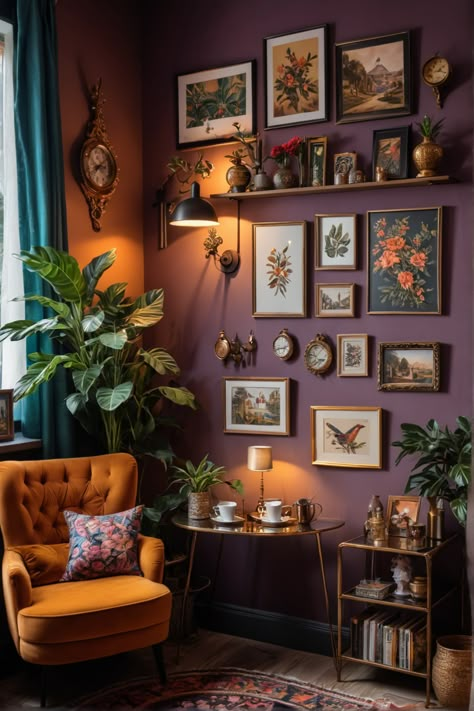 Maximalist Coffee Corner Ideas 
Are you ready to transform your coffee corner into a vibrant oasis brimming with personality? Maximalism is the perfect design philosophy for those who Personal Decor Ideas, Apartment Decor Unique, Alternate Living Room Ideas, Interior Design Maximalist Living Room, Fun Living Room Ideas Cozy, Maximalist Reading Corner, Cozy Maximalism Aesthetic, Cozy Maximalism Apartment, Decorating Ideas For Living Room Walls