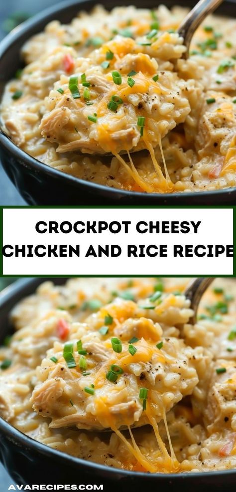 Need dinner recipes for the family? Crockpot Cheesy Chicken And Rice is a hit! This easy chicken recipe is perfect for dinner ideas with chicken and rice, ideal for family gatherings and dinner parties. Crockpot Cheesy Chicken And Rice, Crockpot Cheesy Chicken, Crockpot Rice Recipes, Weekly Dinner Plan, Crockpot Meal Prep, Quick Crockpot Meals, Crockpot Chicken Dinners, Cheesy Chicken And Rice, Dinner Ideas With Chicken