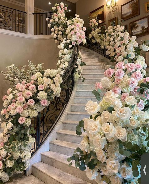 #flowers Wedding Tent Entrance Flowers, Dangling Flowers Wedding, Royal Garden Wedding Theme, Lots Of Flowers Wedding, Wedding With Flowers Everywhere, Wedding Decor Roses, Hibiscus Wedding Decor, Wedding Floral Theme, Hotel Wedding Aesthetic