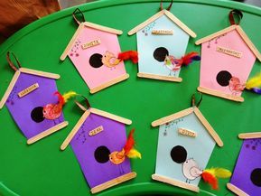 Preschool Birds, Bird Crafts Preschool, Pet Study, Crafts By Month, Birds Theme, Pet Theme, Birdhouse Craft, House Craft, Class Theme