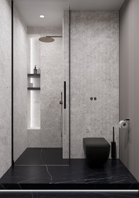 Luxury Bathroom Ideas, Modern Small Bathrooms, Luxury Master Bathrooms, Black And White Bathroom, Washroom Design, Bathroom Design Decor, Toilet Design, Condo Living, Bathroom Inspiration Decor