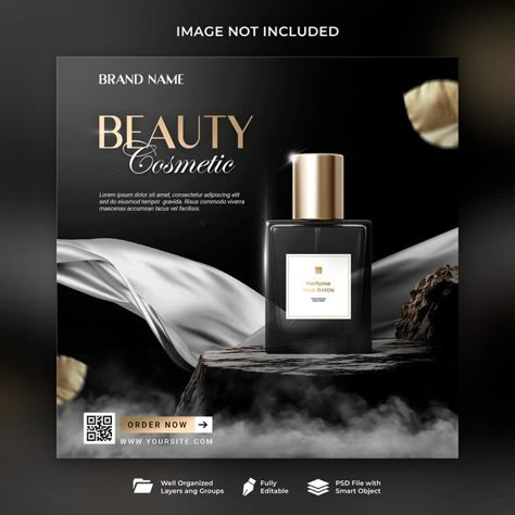 PSD perfume beauty products for makeup s... | Premium Psd #Freepik #psd Perfume Creative Design, Beauty Product Graphic Design, Cosmetic Design Poster, Perfume Design Poster, Perfume Poster Design Ideas, Perfume Banner Design, Perfume Product Design, Perfume Graphic Design, Perfume Social Media Post