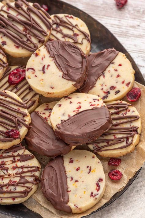 Chocolate Cranberry Orange Shortbread Cookies Cookies On A Plate, Cranberry Orange Shortbread, Orange Shortbread Cookies, Orange Shortbread, Cranberry Orange Shortbread Cookies, Chocolate Shortbread, Chocolate Cranberry, Salted Caramel Cheesecake, Cookies Bars