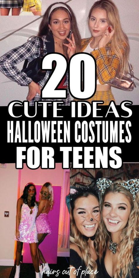 Here you’ll find cute Halloween costumes for teens and DIY teen costumes that will have you Halloween ready in no time! For you or your bestie, get inspired with these 20 awesome Halloween costumes for teens! Halloween Costumes Cute Teenage Girl, Cute Halloween Costumes Teenage Girl, Cute Halloween Costume Ideas For Teens, Halloween Costumes For Teens Girls Cute, Cute Teen Halloween Costumes Ideas, Teen Girl Costume Ideas, Cute Costume Ideas For Teens, Teen Costumes For Halloween, Simple Halloween Costumes For Teens