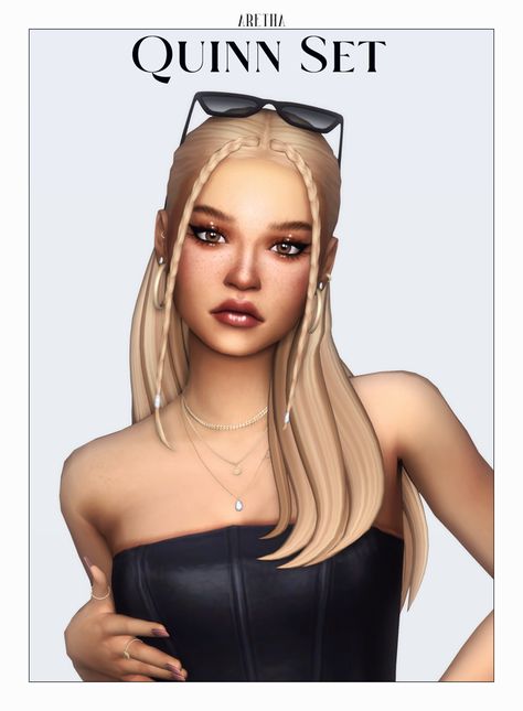 quinn set | Patreon Sims 4 Maxis Match Jewelry, Mod Hair, Pelo Sims, Sims 4 Expansions, Sims 4 Mm, The Sims 4 Download, Sims4 Clothes, Sims 4 Cc Packs, Sims Hair