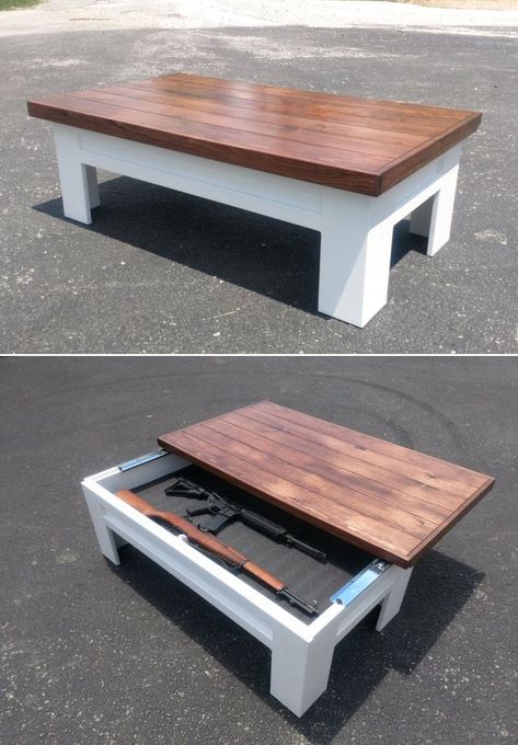 Coffee Table With Hidden Storage, Tea Table Design, Concealment Furniture, Coffee Table Plans, Sliding Table, Set Sofa, Patio Furniture Ideas, Tables Diy, Diy Coffee Table