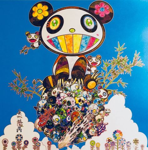 Murakami inspires me with his ability to use line and color to create these large scale and elaborate paintings. I also am interested in his ability to use characters that he creates. Kaws Murakami, Takashi Murakami Prints, Takeshi Murakami, Takashi Murakami Art, Murakami Art, Family Art Print, Panda Family, Japanese Pop Art, Superflat