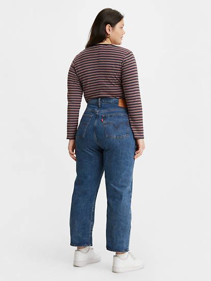 Ribcage Straight Ankle Women's Jeans (plus Size) - Medium Wash | Levi's® US Levis Ribcage Jeans Outfit, Levi Ribcage Jeans, Ankle Jeans Outfit, Plus Size Mom Jeans, Levis Ribcage Jeans, Outfit Vision Board, Stonewash Jeans, Wardrobe List, Ribcage Jeans