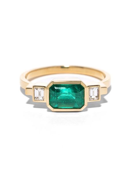 Azlee emerald & baguette diamond ring Azlee Jewelry, Baguette Wedding Band, Baguette Diamond Ring, Trending Engagement Rings, Emerald Rings, Baguette Diamond Rings, Fine Diamond Jewelry, Best Engagement Rings, Jewelry Diamonds