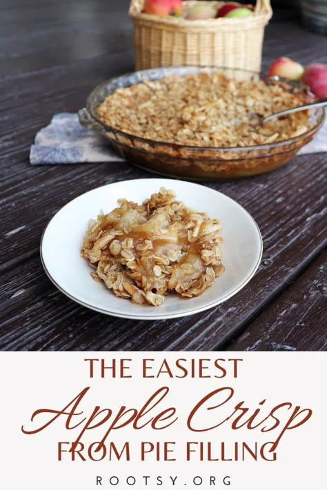 Apple Crisp With Pie Filling, Apple Pie Filling Desserts, Unique Thanksgiving Desserts, Canned Pie Filling, South Recipes, Easy Apple Pie Filling, Delicious Apple Crisp, Apple Crisp No Oats, Apple Crisp Pie