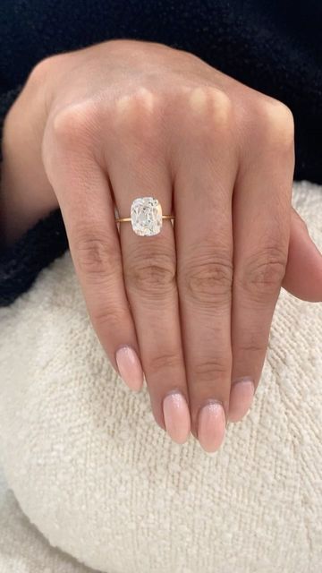 Princess Cut Gold Band, Elongated Cushion Cut Engagement Ring, Cushion Cut Engagement, Plain Bands, Wedding Essentials, Dream Engagement, Beautiful Engagement Rings, Dream Engagement Rings, Wedding Goals