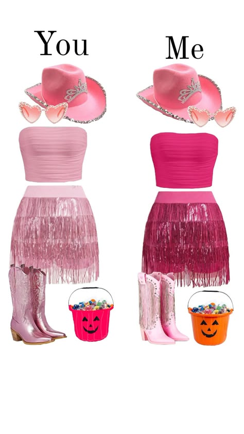 costume halloween cow girl Cowgirls Costume Halloween, Costume Ideas Preppy, Cute Halloween Costumes Cowgirl, Halloween Unicorn Costume, Preppy Costumes For 2, Preppy Matching Halloween Costumes, Bsf Costumes Ideas, Halloween Costumes Duo Friends Cute Easy, Cowgirl Duo Costume