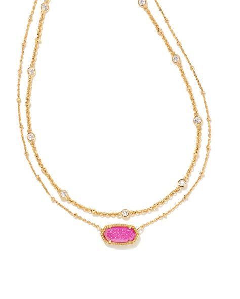 Kendra Scott Hot Pink Necklace, Preppy Kendra Scott Necklace Aesthetic, Kinda Scott Necklace, Kendra Scott Layered Necklaces, Kendra Scott Pink Necklace, Preppy Kendra Scott Necklace, Barbie Kendra Scott, Kendra Scott Necklace Layering, Kendra Scott Necklace Outfit