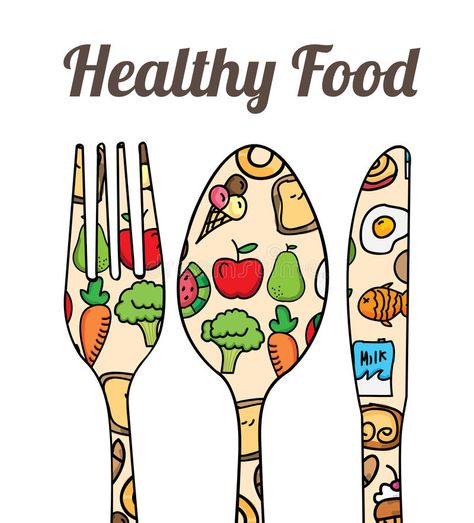 Healthy food stock illustration Agua Simple, Food Drawing Easy, Food Collage, Food Stock, Collage Drawing, Food Cartoon, Food Illustration Art, Cute Sketches, Food Painting