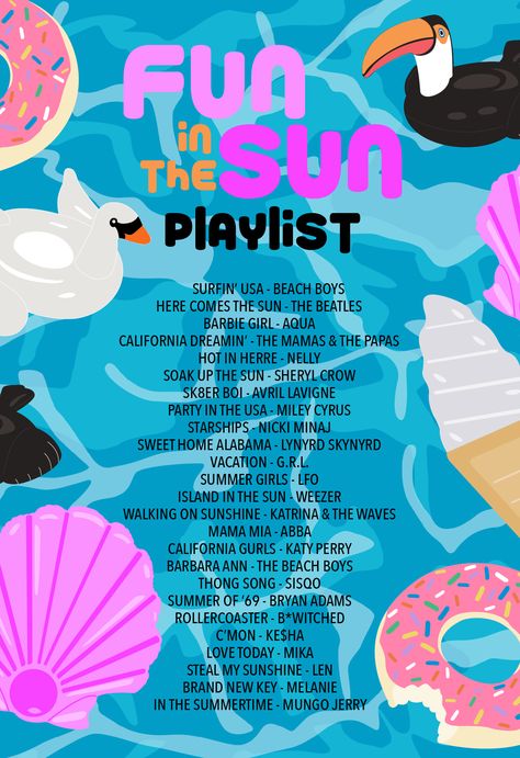 Fun in the Sun Pool Party Playlist | studiodiy.com Pool Party Playlist, Tropisk Fest, Summer Songs Playlist, Party Playlist, Fiesta Tropical, Summer Playlist, Hawaii Party, Pool Birthday, Studio Diy