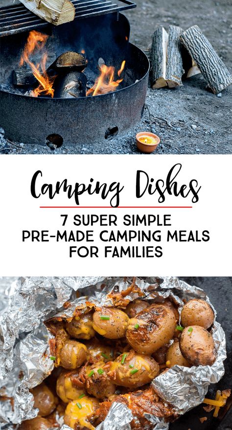 Here is a week's worth of pre-made, delicious, easy camping dishes that are family friendly! The kids will love this. #camping #campingmeals #familydinner *Great list of camping meals Pre Made Camping Meals, Premade Camping Meals, Family Camping Meals, Camping Meal Plan, Foil Meals, Campfire Meals, Camping Meal Planning, Camp Meals, Smoked Chicken Breast