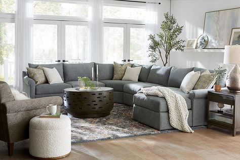 Alaina Gray Sectional Living Room, Sectional Living Room, Dusty Coral, Grey Sectional, Dining Room Home Office, Box Bed, Living Room Collections, Living Room Spaces, Room Planning