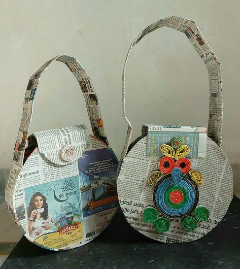 #DIY #Handbag #Bestoutofwaste Hello Everyone, I hope you all are doing well. In today’s tutorial I am going to make trendy Handbag, an easy DIY up cycle project. This is the best example of Best out of waste. I have used newspaper and a cardboard box to make this strong and spacious handbag that can be carried anywhere from party to a shopping trip. I am sure you love this DIY up cycle trendy handbag. Bags Made From Recycled Materials, Eco Diy Projects, Newspaper Diy Ideas, Project From Recycled Materials, Fashion With Recycled Materials, Diy Crafts Using Recycled Materials, Cute Recycled Crafts, Recycled Bags Diy, Best Out Of Waste Project