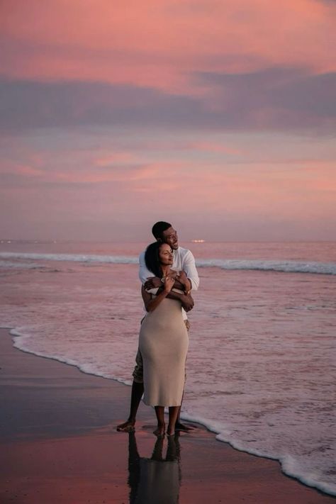 Proposal Sunset Beach, Engagement Photos At Beach Sunsets, Sunset Poses Couple, Engagement Photos Inspo Beach, Beach Honeymoon Photoshoot, Couples Beach Picnic Photoshoot, Proposal Photo Shoot, Engagement Shoot On Beach, Proposal Beach Photos