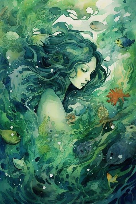 Illustration Kunst, Arte Inspo, Arte Fantasy, Mermaid Art, Art And Illustration, 판타지 아트, Spiritual Art, Pretty Art, Painting Inspiration