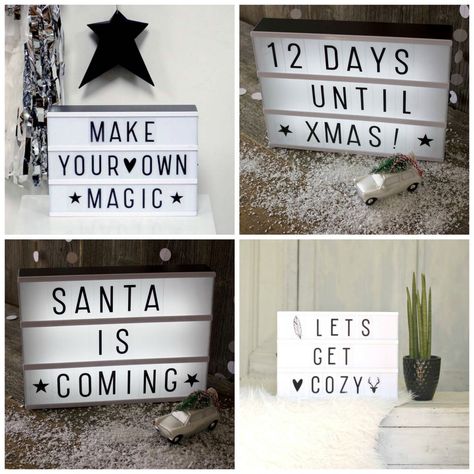 Customise this lightbox with your own message, saying or quote. Christmas Light Box Ideas, Christmas Light Box Quotes, Light Box Quotes Funny, Light Board Ideas, Cinema Light Box Quotes, Message Light Box, Lightbox Quotes, Light Box Ideas, Cinema Box