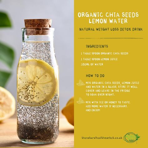 Organic chia seeds and lemon water make a powerful weight loss detox drink. Organic chia seeds are rich in nutrients that aid in weight loss and overall health, while lemon water boosts metabolism and detoxifies. Stay hydrated and eat a balanced diet for best results. #detox #drinks #weightloss #chiaseeds #lemon #water #thenaturalMKT Chia Seed Drinks, Chia Seed Water, Vacation Workout, Healthy Hacks, Lemon Detox, Lemon Drink, Natural Colon Cleanse, Useful Items, Colon Cleanse