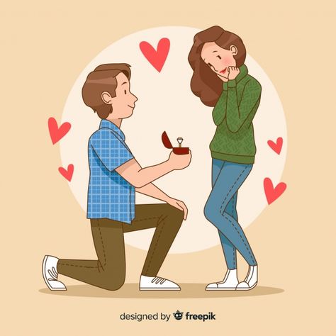 Romantic marriage proposal concept Wedding Couple Cartoon, Romantic Marriage, Love Cartoon Couple, Romantic Proposal, Cute Couple Drawings, Couple Illustration, Marriage Proposal, Cute Couple Cartoon, Family Illustration