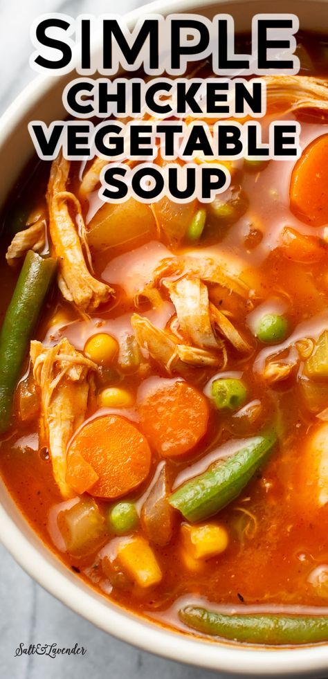 Best Chicken Vegetable Soup Recipe, Chicken Vegetable Soup Recipes Homemade, Chicken Veg Soup, Homemade Chicken Vegetable Soup, Chicken And Veg Soup, Chicken Veggie Soup, Chicken Vegetable Soup Recipes, Easy Chicken Soup, Chicken Vegetable Soup