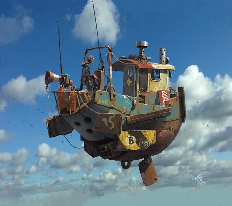 ArtStation - Flying boat from Ian Mcque (concept art), Carl Methot Ian Mcque, Steampunk Airship, Art Steampunk, Flying Boat, Charcoal Drawings, 3d Modelle, Steampunk Art, Art Et Illustration, Arte Fantasy