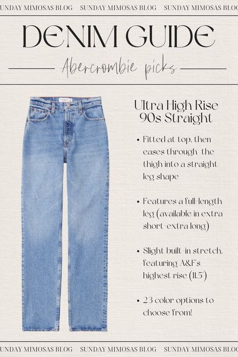 Looking for ideas on how to style 90s Straight Leg Jeans!? This post gives you highlights what to wear with straight leg jeans, as well as a full review of 5 on-trend Abercrombie Jeans that are most popular right now. Before you order a pair of Abercrombie jeans, check out this post for sizing, fit and style! 90s Jeans Outfit, High Rise Jeans Outfit, Loose Jeans Outfit, How To Style Baggy Jeans, 90s Straight Jeans, Straight Jeans Outfit, Tik Tok Viral, Mom Jean Fits, Straight Leg Jeans Outfits