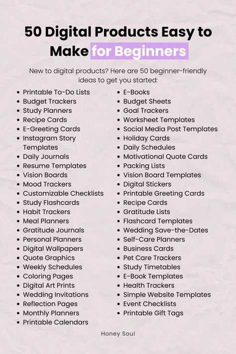 Are you new to selling digital products? Here are 50 beginner-friendly digital product ideas to help you get started. From templates to planners, these are easy to make and can generate steady income online. Start creating and selling today!" #BeginnerFriendly #DigitalProducts #PassiveIncomeIdeas #OnlineSelling #MakeMoneyOnline #EasyToCreateProducts #DigitalProductsToSell Digital Ideas Design, How To Make Sales, Online Digital Business, Etsy Printables Ideas, Business Idea Planner, How To Create Templates To Sell, Easy Digital Products To Sell, Digital Template Ideas, Selling Templates On Etsy