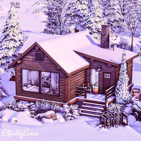 Sims 4 Houses Cabin, Sims 4 A Frame Cabin, Sims 4 Tiny Cabin, Sims 4 Winter Build, Sims 4 Cabin Build, Sims 5 House, Sims Cabin House, Winter Cabin Sims 4, Sims Winter House