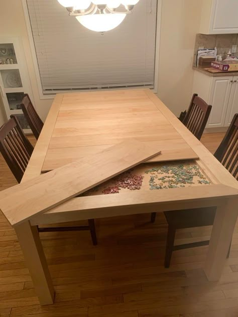 dining room table with hidden storage compartment