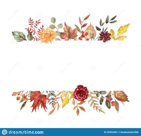 Autumn Frame, Invitation Template with Colorful Foliage, Leaves, Flowers. Watercolor Painting Stock Illustration - Illustration of harvest, drawing: 253552981 Harvest Drawing, Drawing Decoration, Autumn Frame, Border Illustration, Frame Invitation, Foliage Leaves, Burgundy Flowers, Flowers Watercolor, Watercolor Flowers Paintings