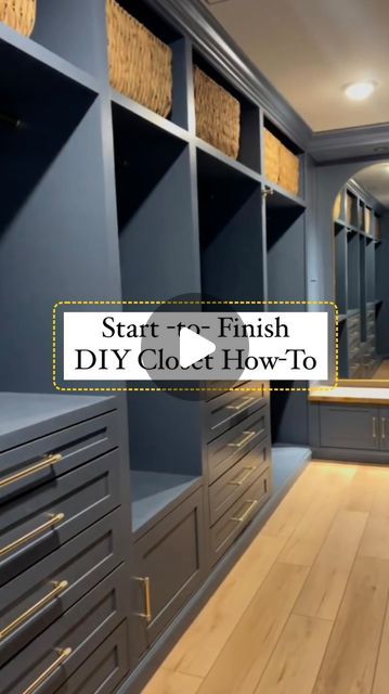 Stephen Kelk on Instagram: "✨Primary Closet | Complete Project Build ✨  Start to finish of our primary closet built out, we did this ourselves and made this 90 sec video to show you the process and that you can do something just like this!  🎥@betterhalf_builds   #DIY #Renovation #Project #Flip #DoltYourself #NewBuild #Upgrade #Closet #interiordesign #renovate #diycloset #husbandandwife #closetdesign #luxury #luxurycloset" Long Master Closet Layout, Massive Closet Luxury, Custom Craft Closet, Small Closet Remodel Diy, How To Build A Custom Closet, Closet Into Makeup Vanity, 60 Inch Closet Design, Walk In Closet Pocket Door, 9ft Closet Ideas