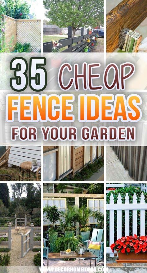 Diy Fence Ideas Cheap, Cheap Fence Ideas, Unique Fence Ideas, Cheap Garden Fencing, Fences Alternative, Cheap Privacy Fence, Small Garden Fence, Diy Backyard Fence, Diy Privacy Fence