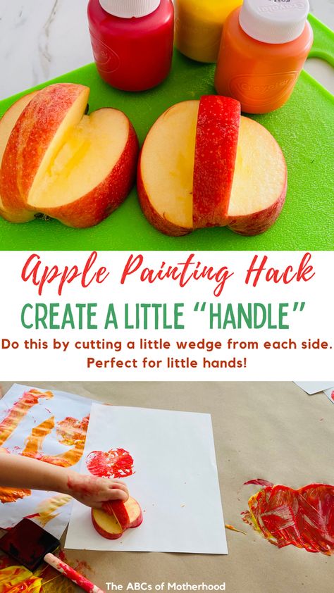 This fall apple stamp tree craft is a fun way to kick off the season of fall. Using apple slices as paint stamps, this craft is sure to engage your little one and get them excited for fall! #fallcraft #toddleractivity #toddlercraft #kidscrafts #kidsactivities Daycare Apple Crafts, Apple Stamps Craft, Apple Craft Preschool Art Projects, Apple Study For Preschool, Fall Apple Preschool Activities, Painting With Apples Preschool, Paint With Apples, Apple Activities For One Year Olds, Apple Tree Toddler Craft