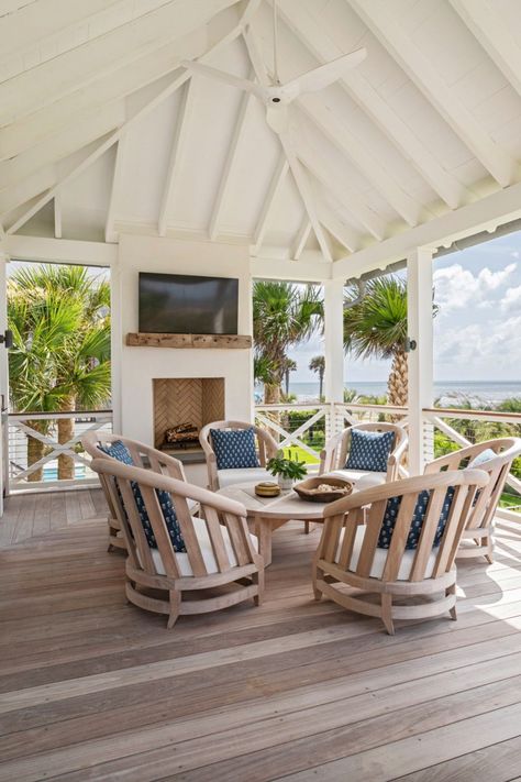 Tour this breezy and inviting Lowcountry beach house on the Isle of Palms Life By The Sea, Beach House Exterior, Dream Beach Houses, Luxury Outdoor Furniture, Open Concept Living Room, Isle Of Palms, House Deck, Beach House Interior, Beach House Design