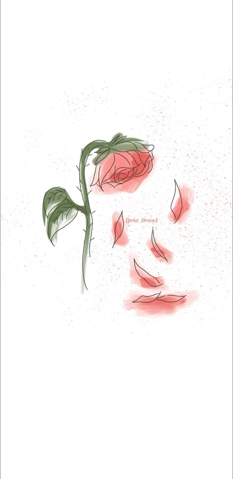 How To Draw Rose Petals, Falling Flowers Drawing, Falling Petals Drawing, Falling Flowers Tattoo, Rose Petal Drawing, Falling Petals Tattoo, Rose With Petals Falling, Rose Petals Drawing, Emoji Painting