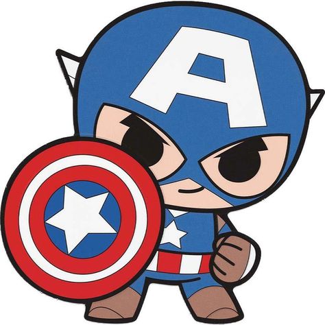 Marvel Cartoon Drawings, Superhero Plates, Chibi Superhero, Captain America Drawing, Superhero Cupcake Toppers, Captain America 1, Chibi Marvel, Avengers Cartoon, Drawing Superheroes