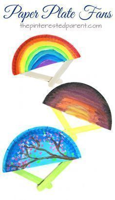 Paper plate fans for the spring and summer. These hand fans are a simple arts and craft project that is perfect for toddlers, preschoolers and kids of all ages. Paper Plate Fans, Simple Arts, Plate Crafts For Kids, Fan Craft, Summer Arts And Crafts, Paper Plate Crafts For Kids, Summer Camp Crafts, Summer Craft, Spring Crafts For Kids