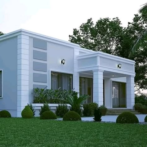 Flat Roof House Designs, Modern Bungalow House Design, Small Modern House Plans, Bungalow Style House, Flat Roof House, Bungalow Style House Plans, House Roof Design, Affordable House Plans, House Balcony Design