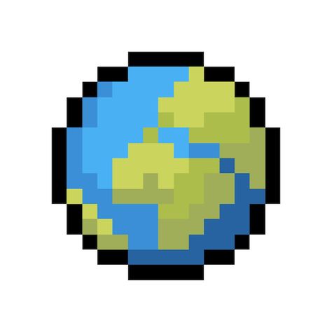 Planets Pixel Art, Vintage Pixel Art, 8 Bit Art Pixel, Earth Illustration Art, Earth Pixel Art, Pixel Art Illustration, Planet Pixel Art, Minecraft Pixel Art Grid, 8bit Icons