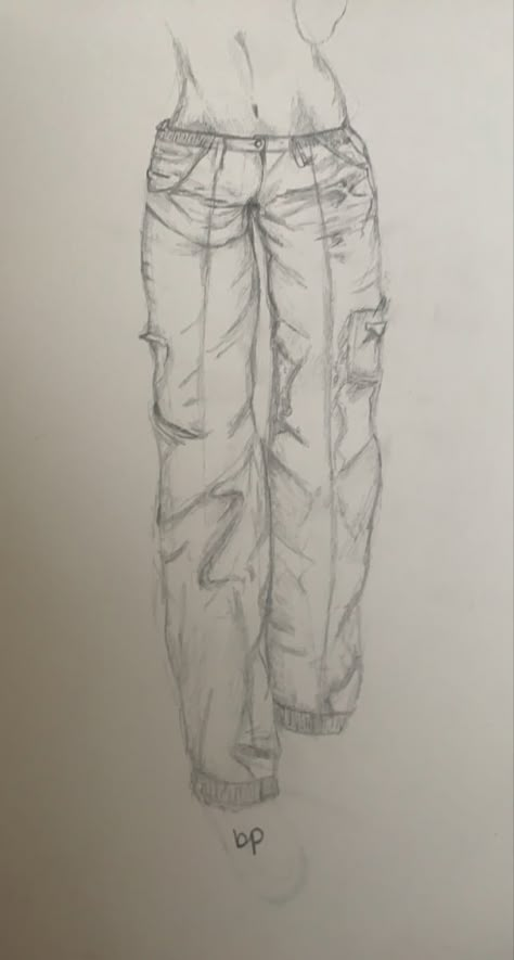 How To Draw Baggy Pants Sketch, Jean Sketch Drawing, Baggy Jeans Drawing Sketch, Cargo Pants Drawing Reference, Drawing Jeans Women, Jeans Sketch, How To Draw Cargo Pants, Drawing Pants, Baggy Jeans Drawing