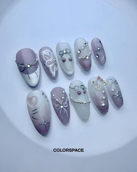 Fairycore Nails, Nails Done At Home, Fake Nails Designs, Purple Spring, Purple Nail Designs, Nails Purple, Pretty Gel Nails, Really Cute Nails, Soft Nails