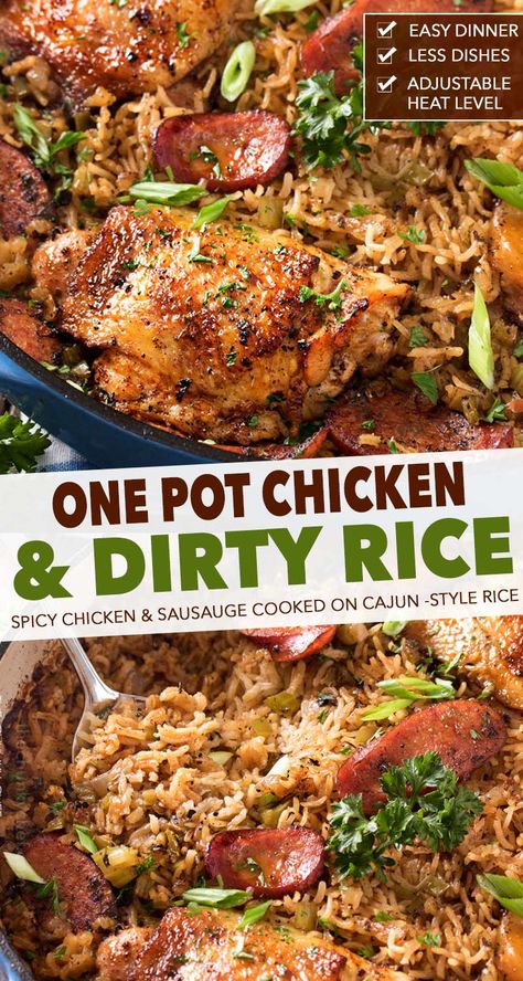 Chicken And Dirty Rice, Calendar Workout, Dirty Rice Recipe, The Chunky Chef, Chunky Chef, Dirty Rice, One Pot Dinners, One Pot Chicken, Workout Calendar