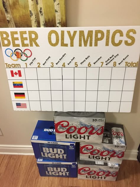 Bachelor party, Beer Olympics! Beer Olympics Party, Beer Olympics Games, Bachelor Party Games, Drunk Games, Olympics Party, Beer Olympics, Alcohol Games, Beer Olympic, Drinking Games For Parties